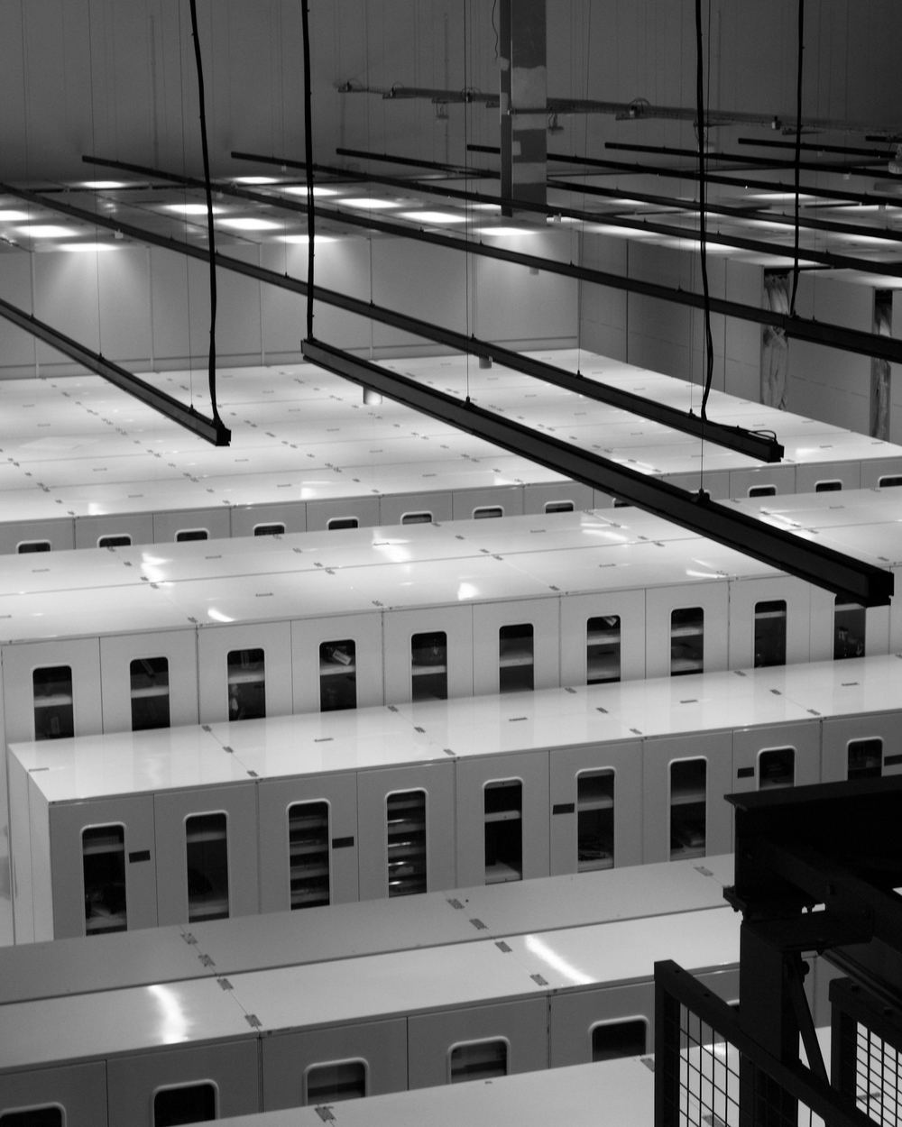 Reihen von Serverschränken in einem modernen Rechenzentrum
